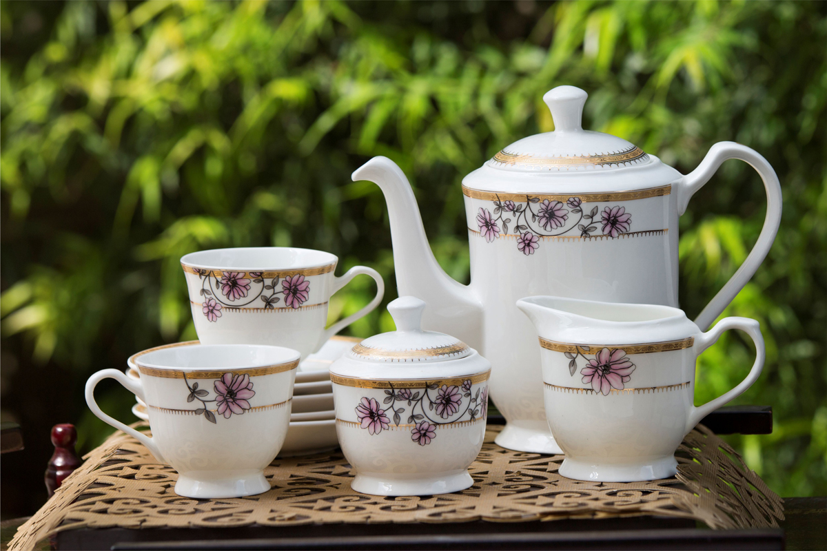 Goldee series Tea set fine Bone china Bharat Potteries Georgian Shape